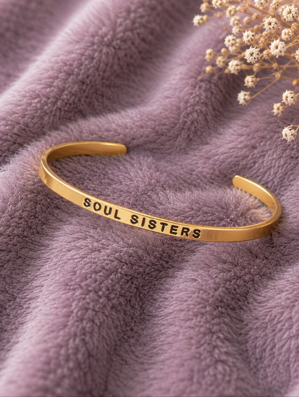 MantraBand Soul Sisters 14K Gold Plated Cuff Bracelet | Inspirational CC